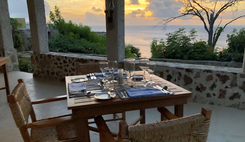 TERRACE DINING TABLE VIEW SUNSET